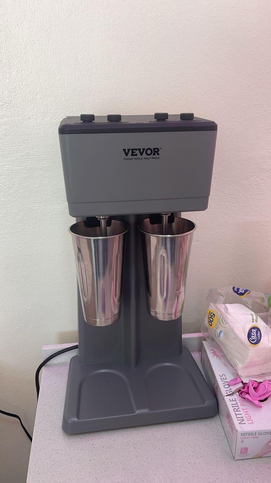 VEVOR Milkshake Maker, 100W Milk Shake Maker Mixer, Single Head Drink Mixer Blender Machine, Dual-Speed Adjustment Milkshake Blender with Stainless Steel Cup, for Home, Kitchen, Bar & Beverage Shop customer photo 2