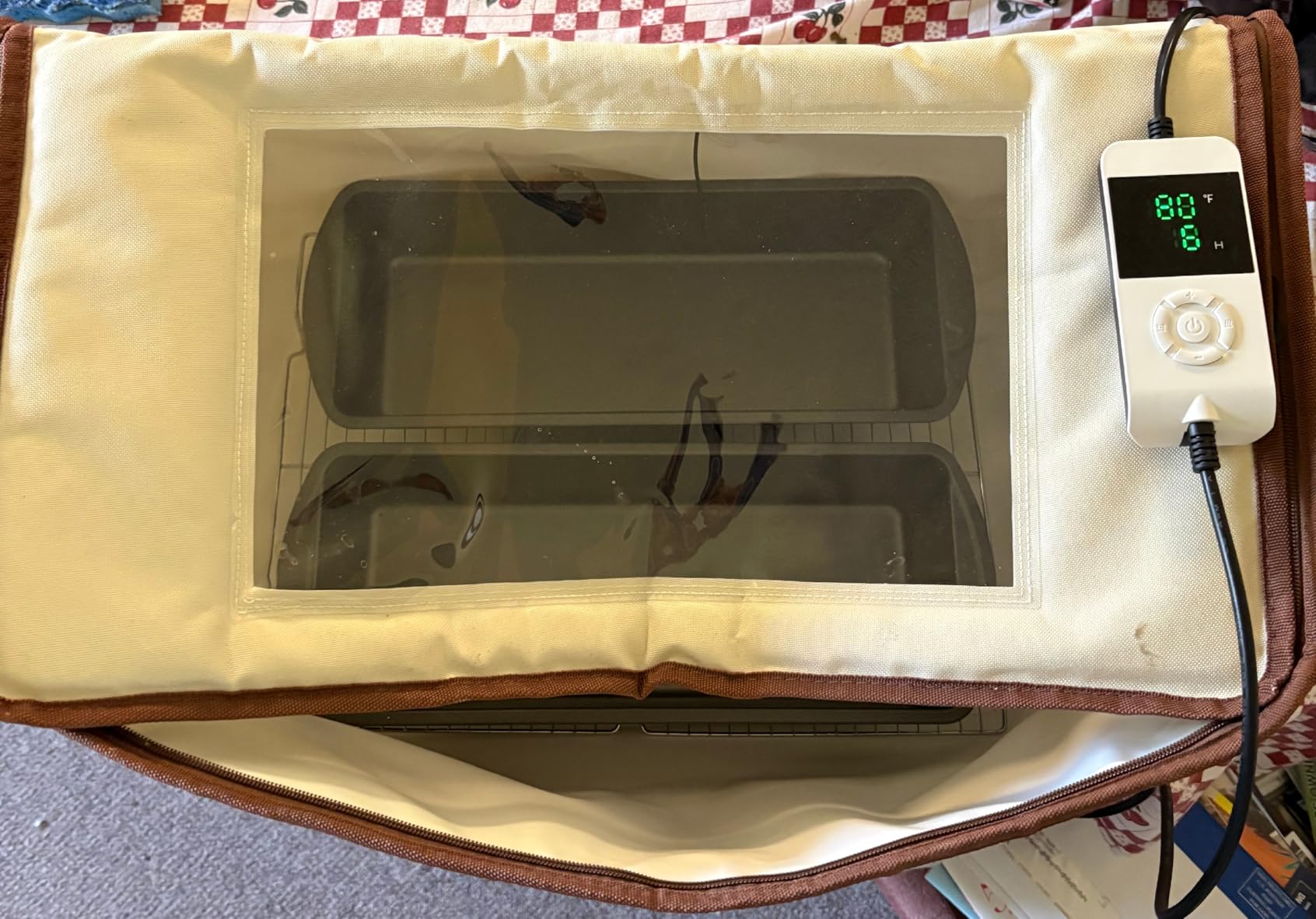 Bread Proofing Box with Heater, 50-130℉ Constant Temp Dough Proofer, 3-Sided Heating & 24H Timer, Foldable Fermentation Box for Sourdough Starter, Pizza Dough, Yogurt customer photo 1