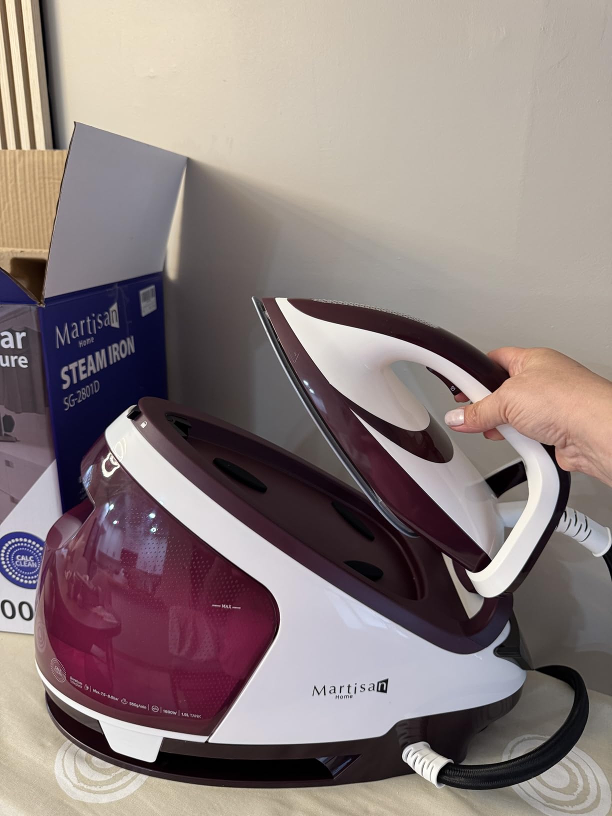 Martisan Steam Generator Iron for Clothes, LED Steam Station, 1800W Power, 8 Bar Max Pressure, 1.9L Water Tank, 550g/min Steam Burst, Auto Off, Ceramic Soleplate, Fast Wrinkle Removal, Purple customer photo 2
