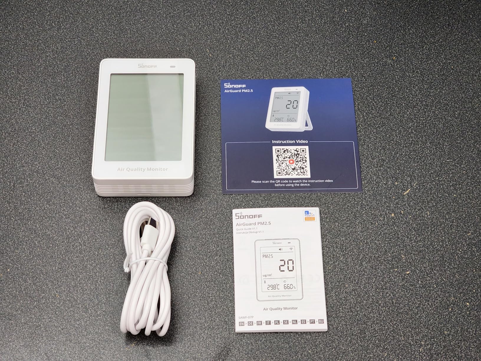 SONOFF SAWF-07P Smart Indoor Air Quality Monitor with PM2.5, PM10, Temperature & Humidity Sensor, Real-Time Display, Notification, Matter-Compatible, 2.4GHz WiFi, 3.73-inch Screen, for Bedroom, Nursery customer photo 1