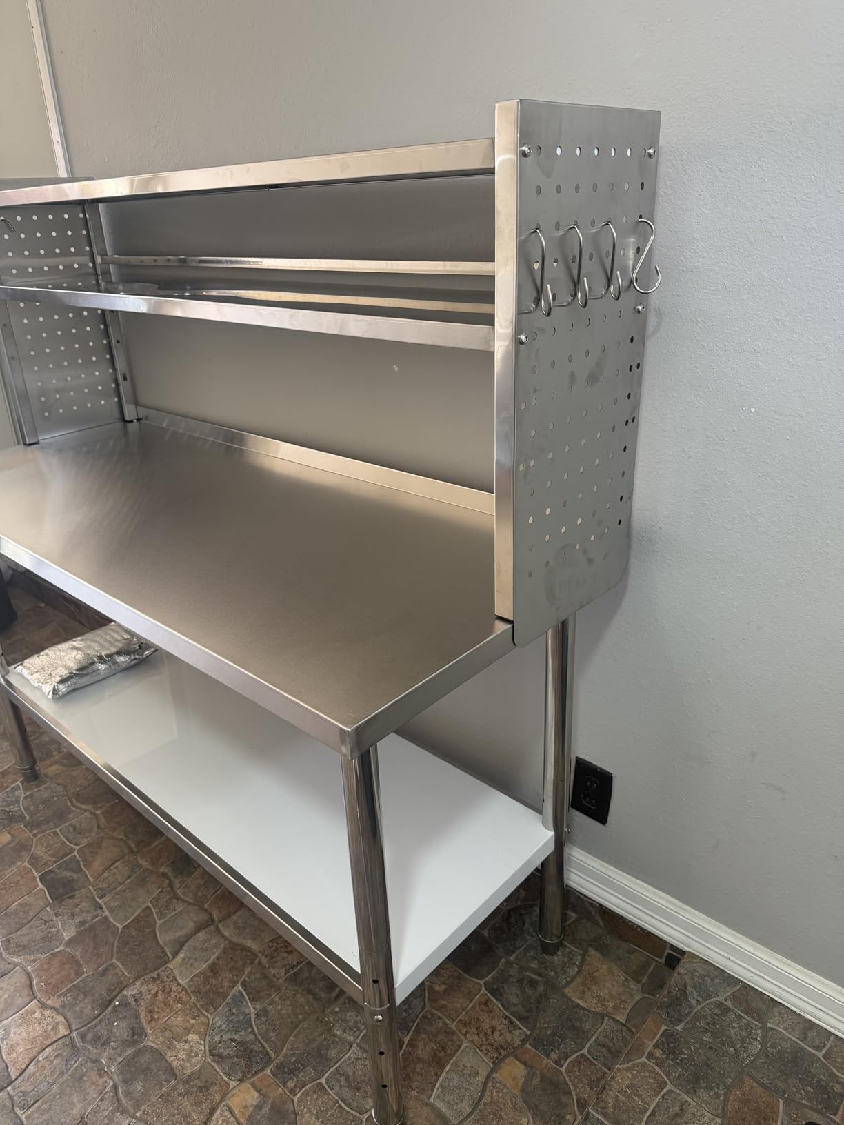 CAMMOO 60x24 in NSF All Stainless Steel Table with Adjustable Shelf & Pegboard Panels & Casters, Kitchen Prep Table Commercial Heavy-Duty Worktable with Large Space Storage for Restaurant Garages customer photo 2