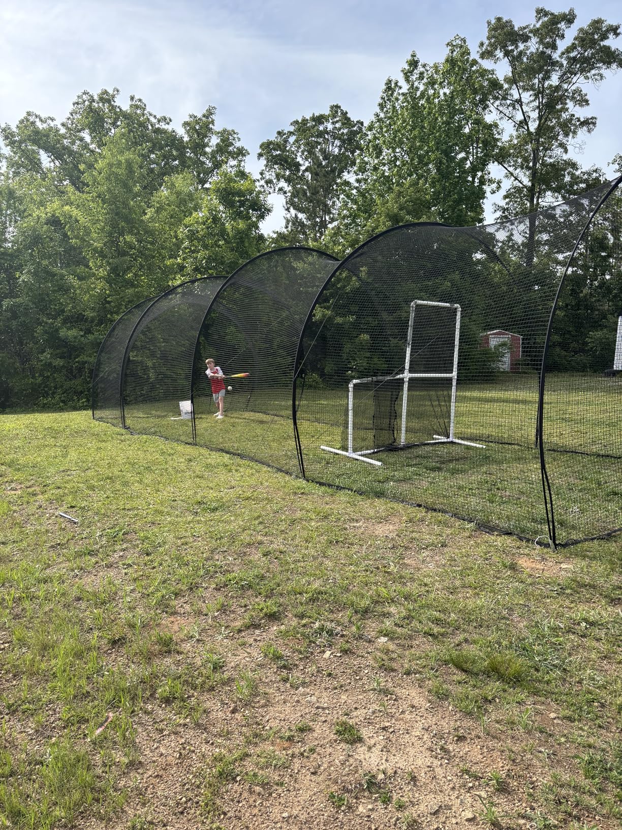 VEVOR Baseball Batting Cage, Professional Softball Baseball Batting Hitting Training Net, Heavy Duty Enclosed PE Practice Portable Pitching Cage Net with Door & Carry Bag, for Backyard, Field, Indoor & Outdoor customer photo 1