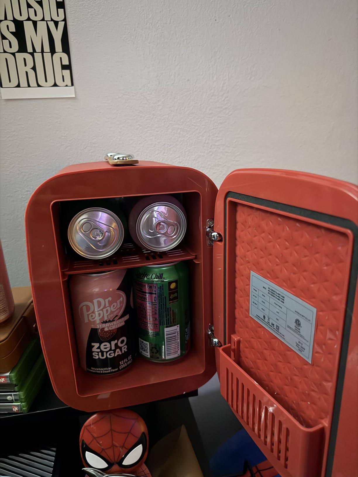 NEWBULIG Mini Fridge for Bedroom, Office & Car, Portable 4L/4.23QT Mini Refrigerator for Skincare with Handle, Ultra-Quiet Energy-Saving Compact Cooler for Drinks, Food, Skincare & Makeup, 12V AC/DC customer photo 1