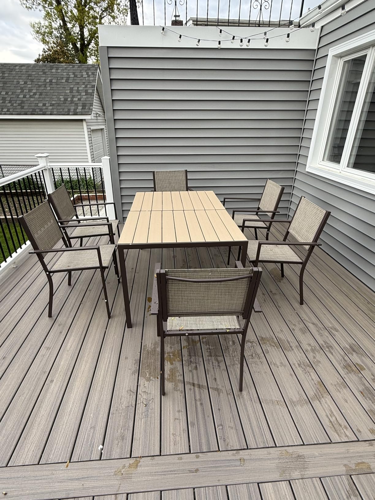 Aoxun 7-Piece Patio Table and Chairs Set for 6, All Weather Outdoor Dining Set with 6 Textilene Chairs and 1 Rectangular Metal Table, Patio Dining Sets for Backyard, Garden and Poolside, Brown customer photo 1