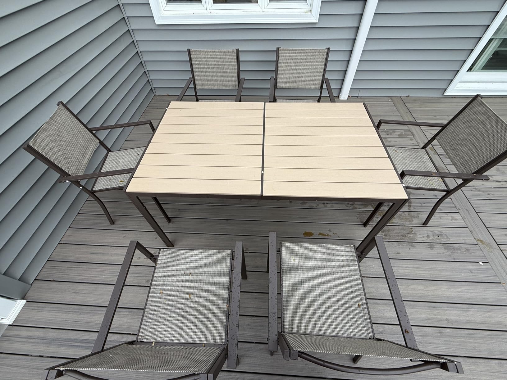 Aoxun 7-Piece Patio Table and Chairs Set for 6, All Weather Outdoor Dining Set with 6 Textilene Chairs and 1 Rectangular Metal Table, Patio Dining Sets for Backyard, Garden and Poolside, Brown customer photo 2