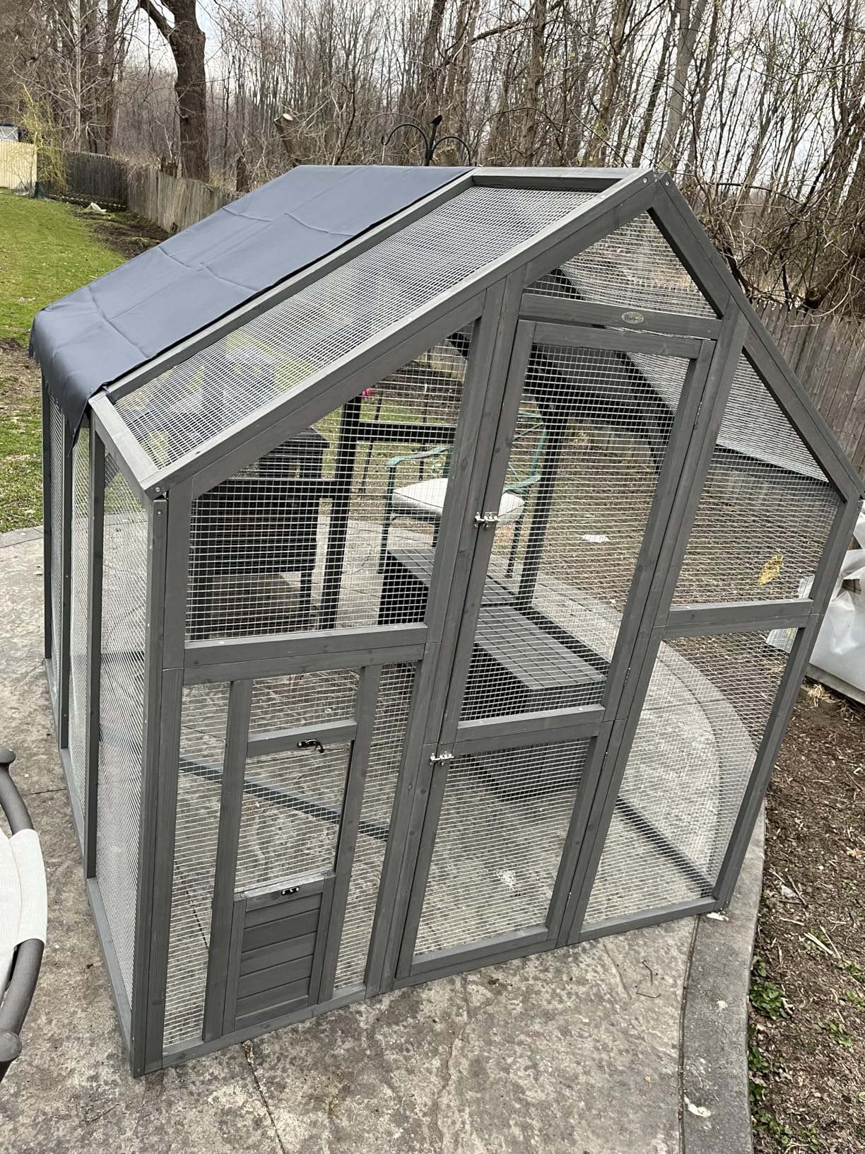 PawHut Large Wooden Chicken Coop for 8-10 Hens, Walk-in Chicken Run with Waterproof Cover, Nesting Boxes and Perches, Outdoor Poultry Cage Rabbit Hutch for Backyard, 83