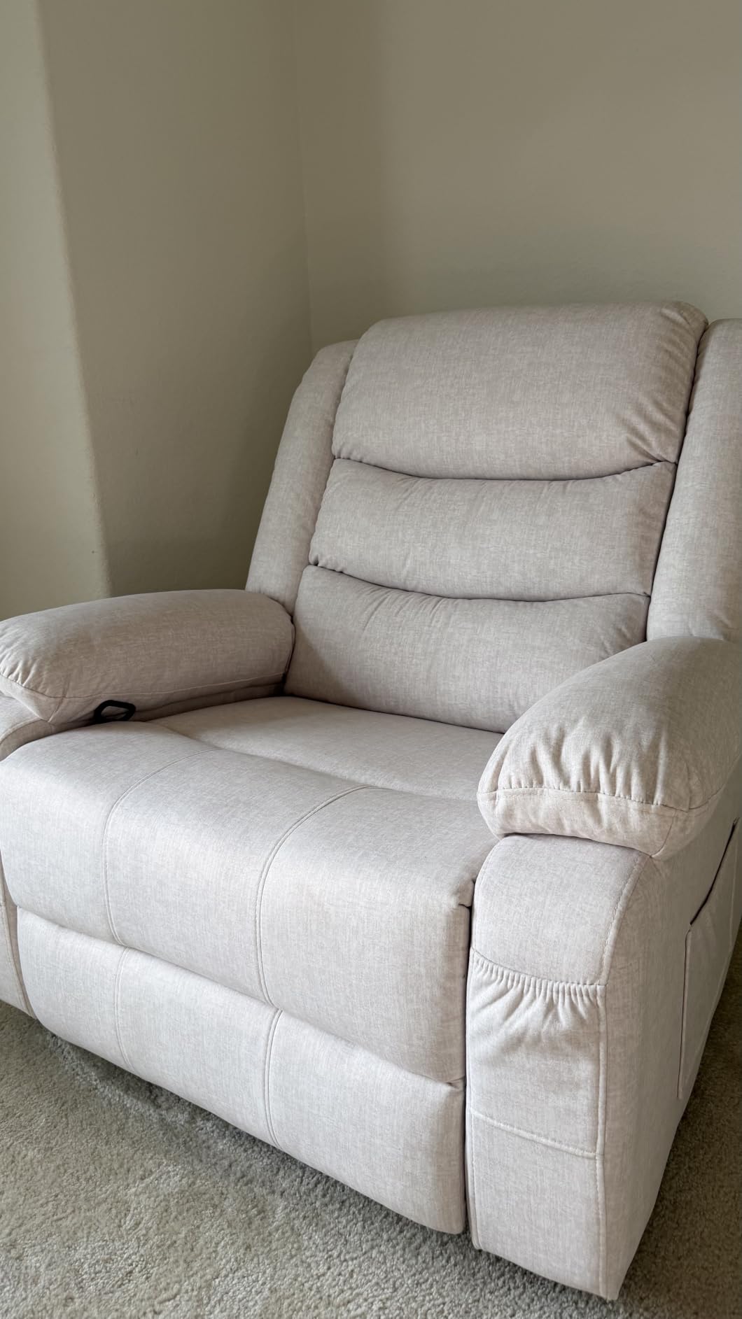 Korser Oversized Recliner Chair, Extra Wide Rocking Chair with Massage and Heat, 360 Swivel Rocker Recliner for Adults, Nursery Chair with Side Pocket, Cashmere Reclining Sofa for Living Room, Beige customer photo 2