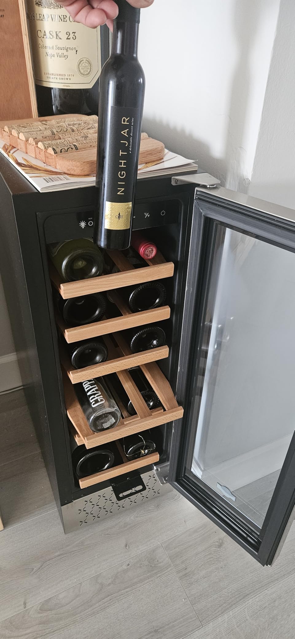 Tylza 15 Inch Wine Fridge, 30 Bottles Dual Zone Wine Cooler Refrigerator, Undercounter or Freestanding, 40-65°F, Wine Cabinet with Tempered Glass Door, Wine Cooler for Home, Kitchen, Bar customer photo 2