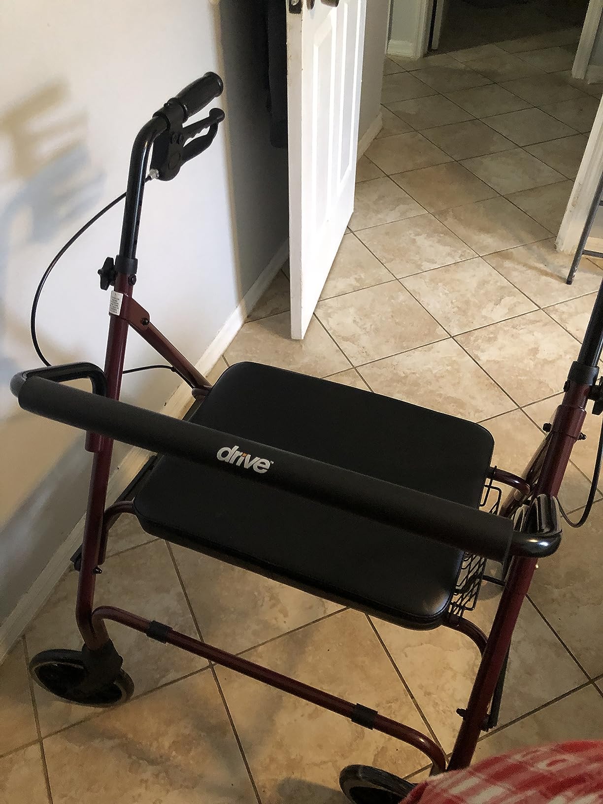 Drive Medical 10215BL-1 Bariatric Foldable Rollator Walker with Seat, Blue customer photo 2