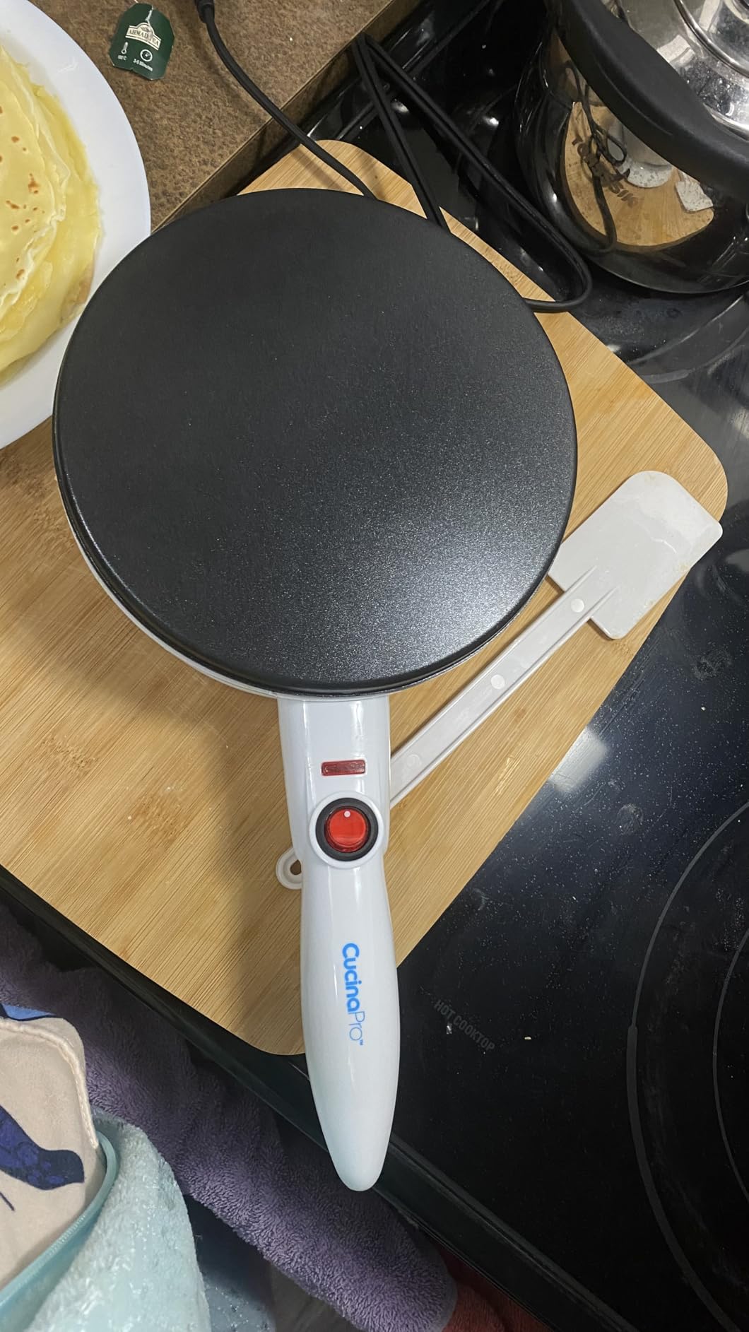CucinaPro Cordless Crepe Maker - Breakfast Essential with Recipe Guide, Non-Stick Dipping Plate, Electric Base, Batter Spatula - Portable Hot Plate Compact Baker customer photo 2