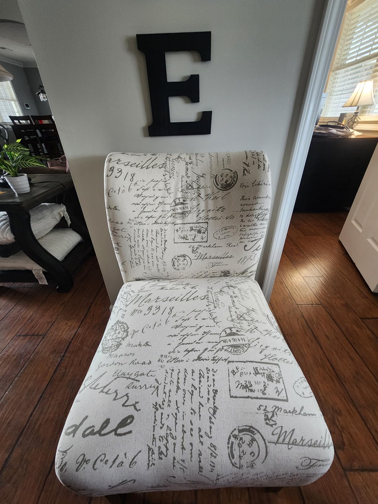 Roundhill Furniture Capa Print Fabric Armless Contemporary Accent Chair, Blue Leaves customer photo 1