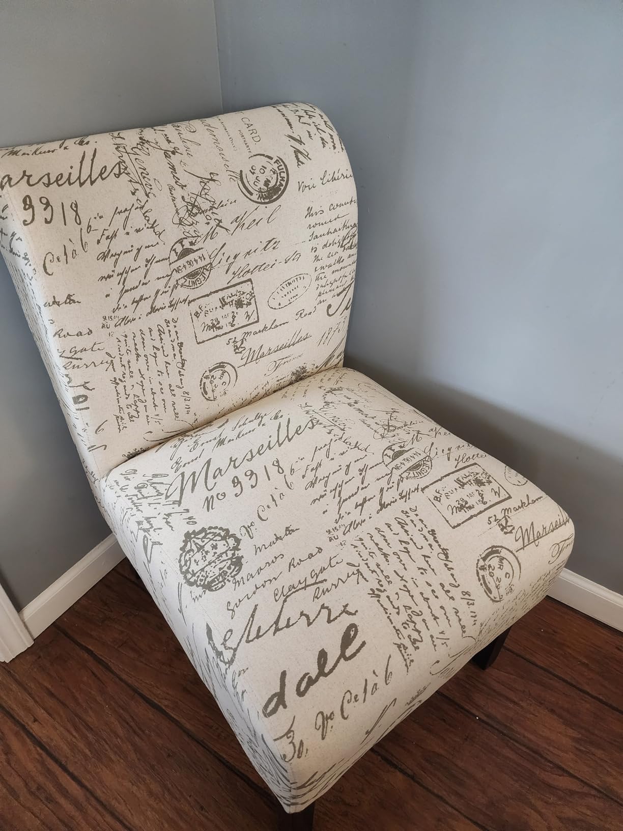 Roundhill Furniture Capa Print Fabric Armless Contemporary Accent Chair, Blue Leaves customer photo 2
