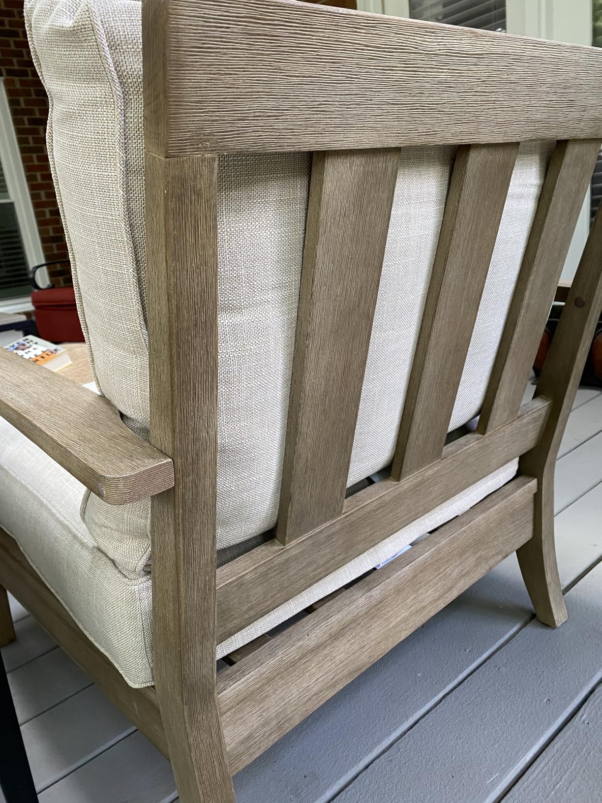 Signature Design by Ashley Clare View Outdoor Lounge Chair, All-weather Foam Cushion, Eucalyptus Wood, Beige customer photo 1
