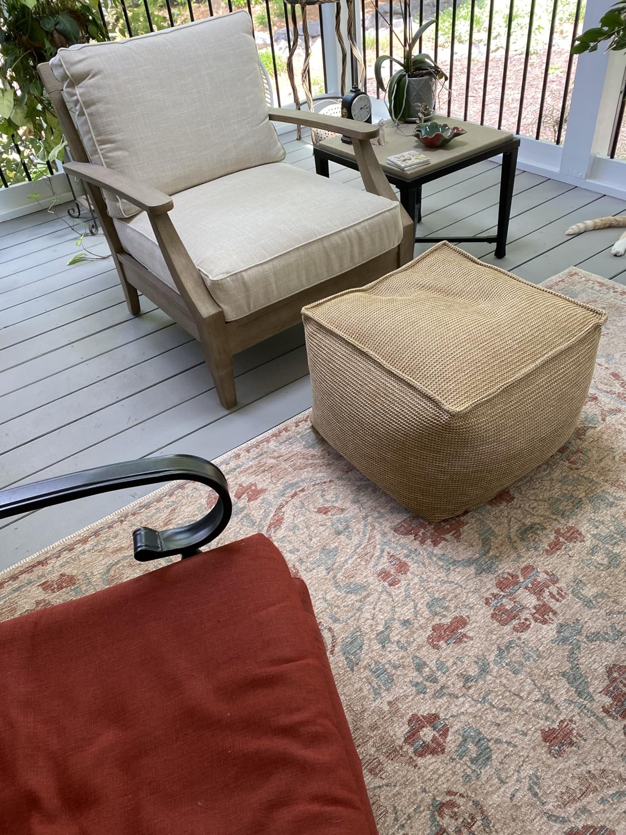 Signature Design by Ashley Clare View Outdoor Lounge Chair, All-weather Foam Cushion, Eucalyptus Wood, Beige customer photo 2