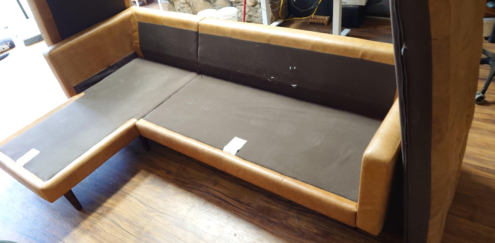 POLY & BARK Napa 88.5 Leather Sofa - Full-Grain Italian-Tanned Aniline Leather, Feather-Down Comfort, Solid Wood Frame, Walnut Legs, Cognac Tan customer photo 1