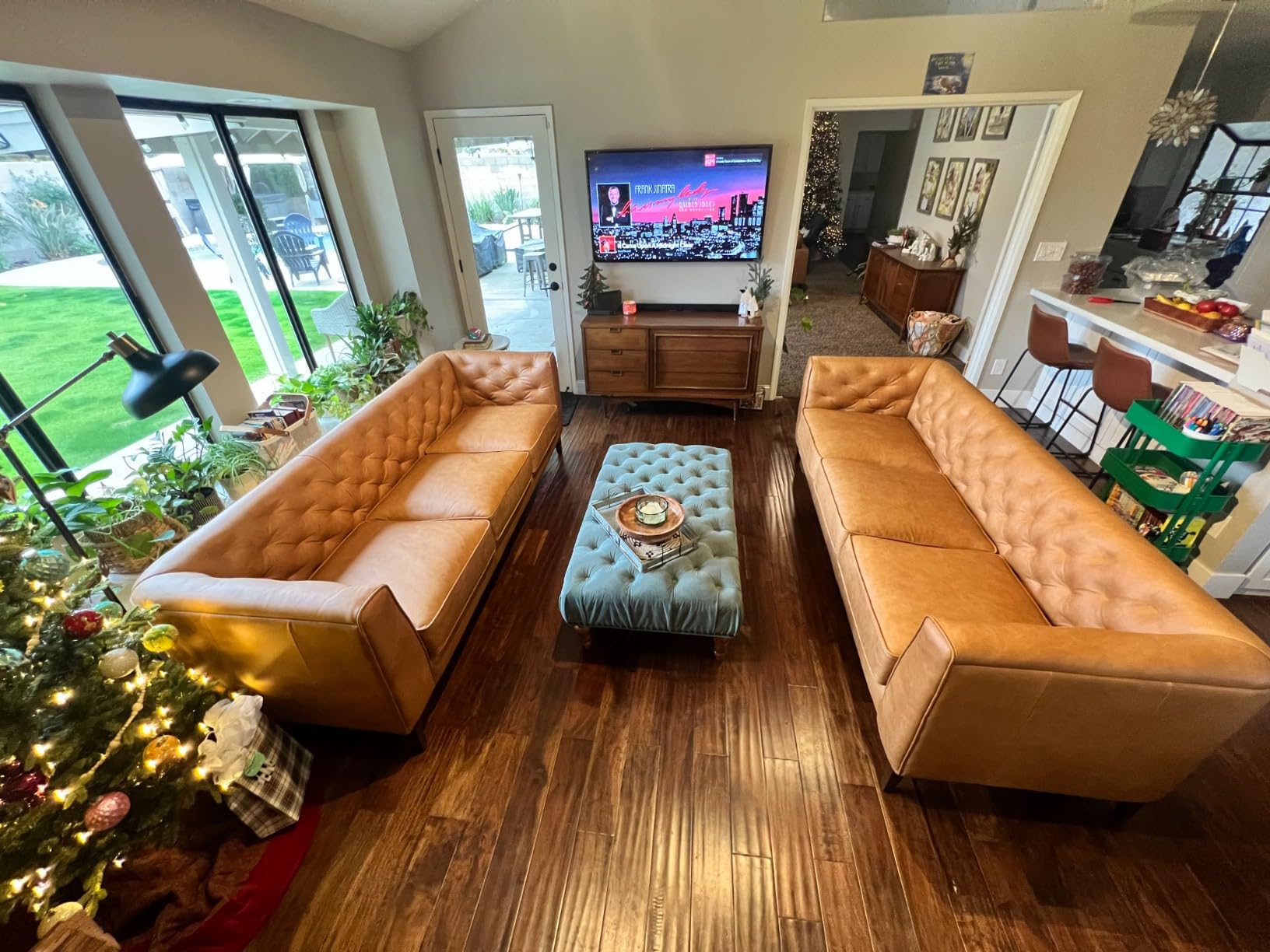 POLY & BARK Essex 89 Full-Grain Italian Leather Sofa - Tufted Back, Feather-Down Comfort, Solid Wood Frame, Cognac Tan customer photo 1