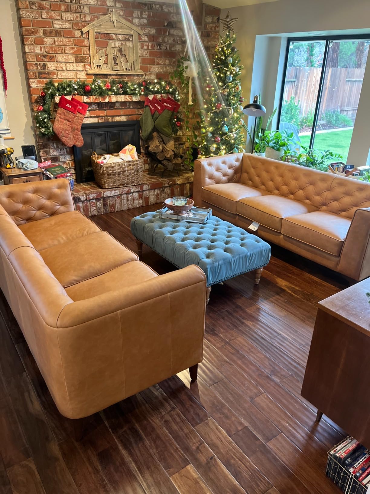 POLY & BARK Essex 89 Full-Grain Italian Leather Sofa - Tufted Back, Feather-Down Comfort, Solid Wood Frame, Cognac Tan customer photo 2