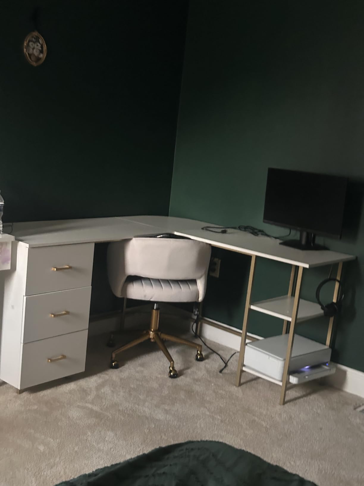 Techni Mobili L Shaped Desk - Two-Toned Computer Desk with Drawers & Storage Shelves - Simple Modern Furniture & Home Office Space Corner Table for Work & Writing customer photo 1