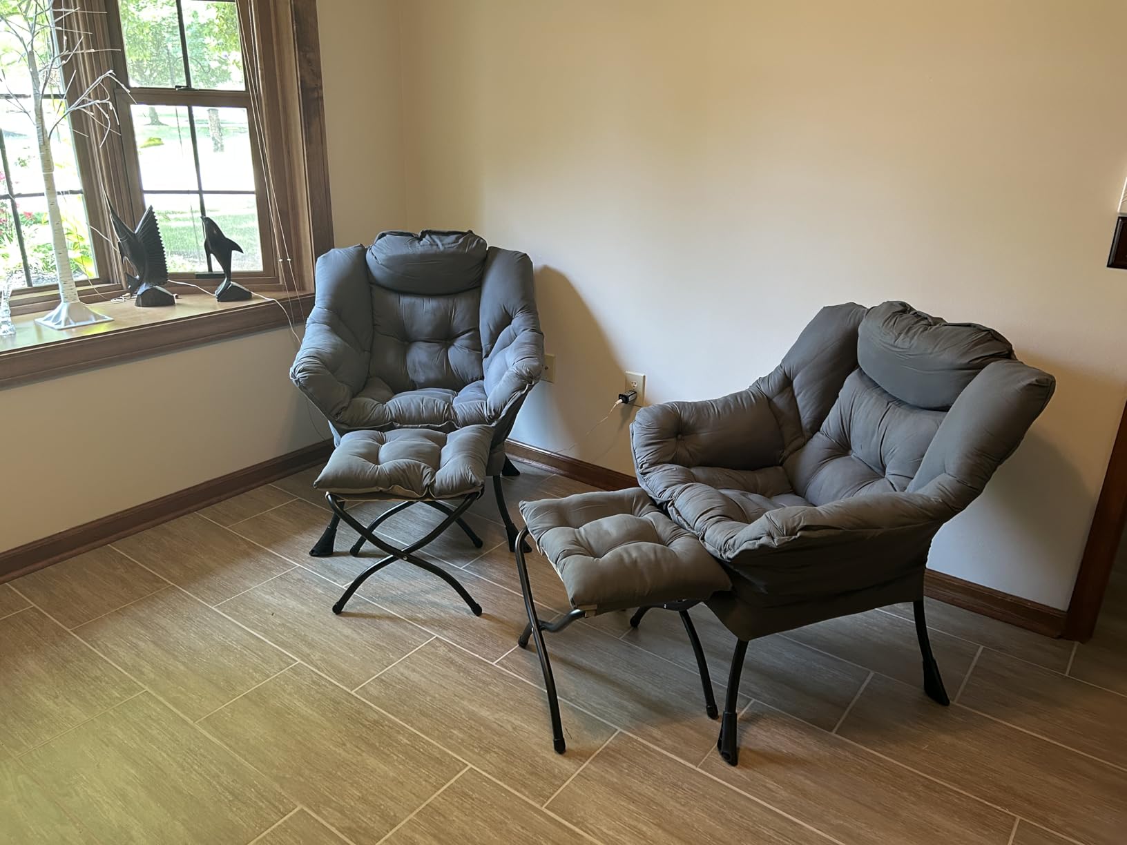Tiita Modern Large Accent Chair with Ottoman, Comfy Leisure Sofa Armchair with Footrest, Reading Chair for Bedroom, Living Room, Dorm Rooms, Garden Dark Grey customer photo 2