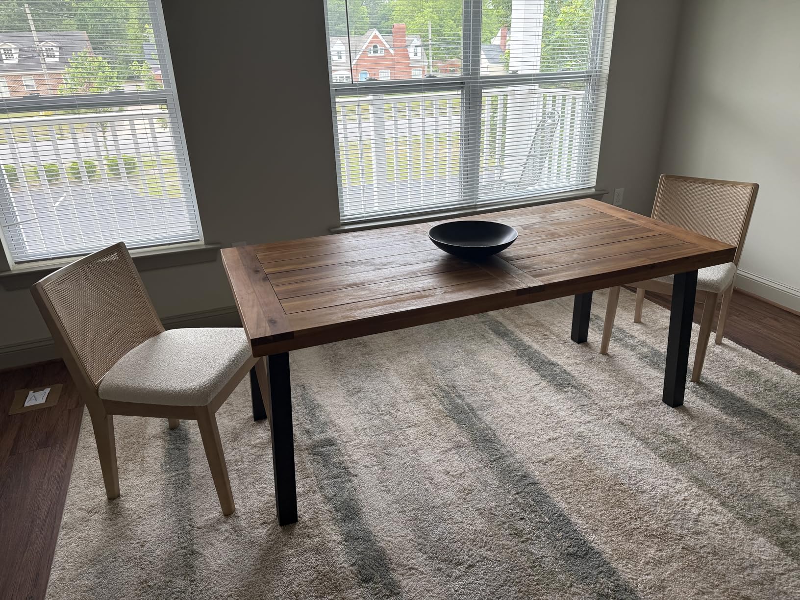 Devoko Home Acacia Wood Dining Table 6-Person Indoor Outdoor Table with Iron Legs, Sandblast Finish, Natural Stained, Rustic Metal, 69 x 33 x 30 inch (Natural) customer photo 1