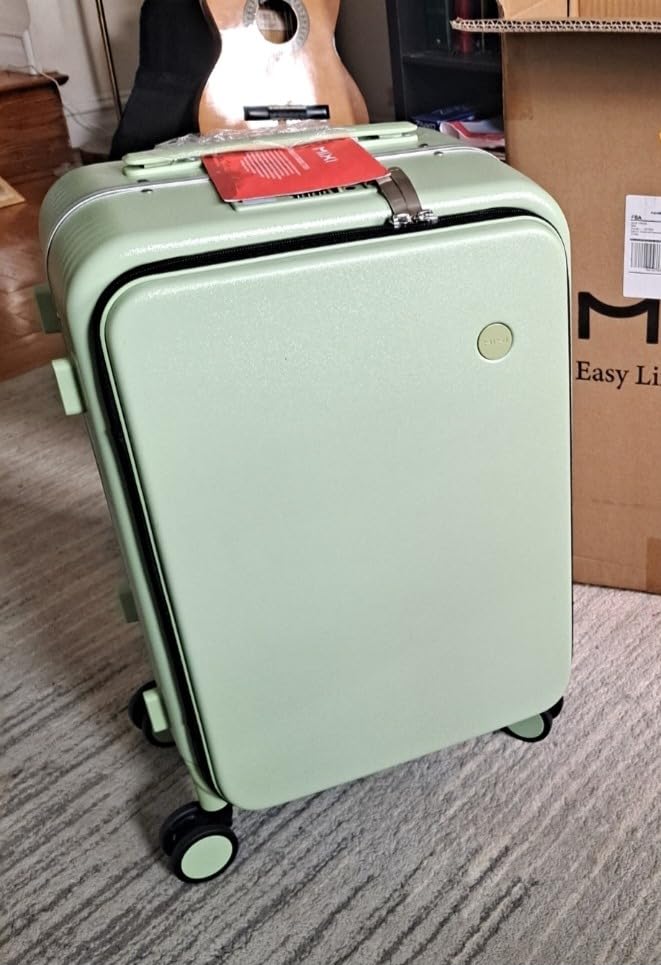 Carry On Luggage with Cup Phone Holder and Charger Hard Shell Suitcases with Spinner Wheels, 20 Inch Smoke White customer photo 1