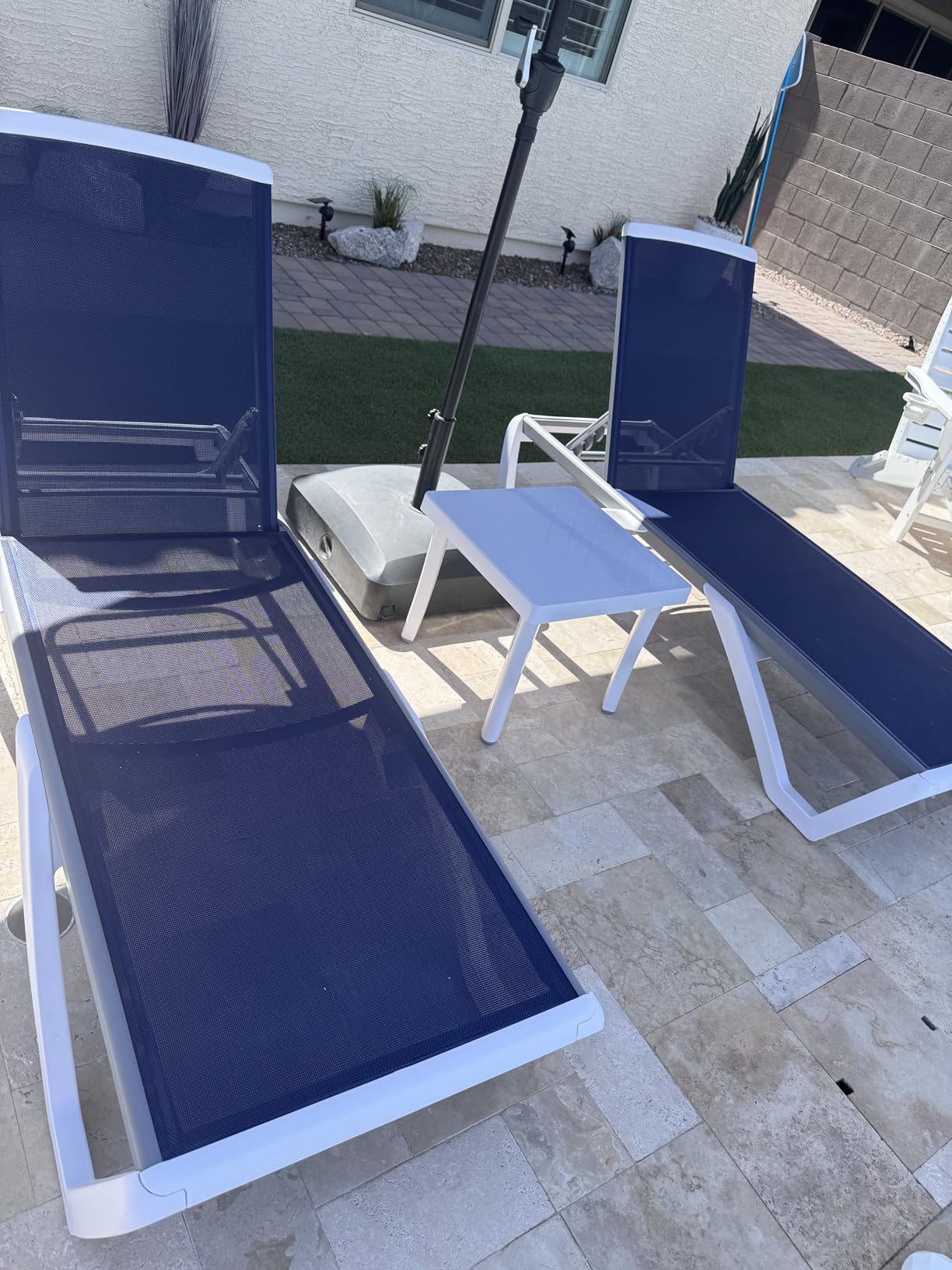 Kozyard Outdoor Chaise Lounge Chair, Fully Flat Adjustable Patio Lounger with Aluminum Frame & Resin Legs, Textilene Fabric for Poolside, Backyard & Beach, Aqua customer photo 2