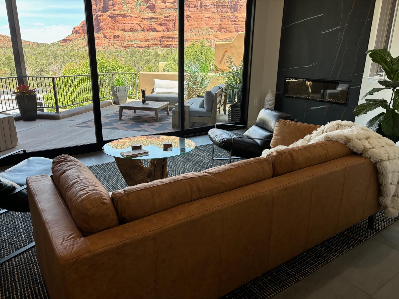 Valencia Grosseto 87 Cognac Tan Brown 3 Seater Full Leather Sofa | Mid Century Italian Nappa Leather Couch | Double Stitched Seams, Removable Cushions customer photo 2