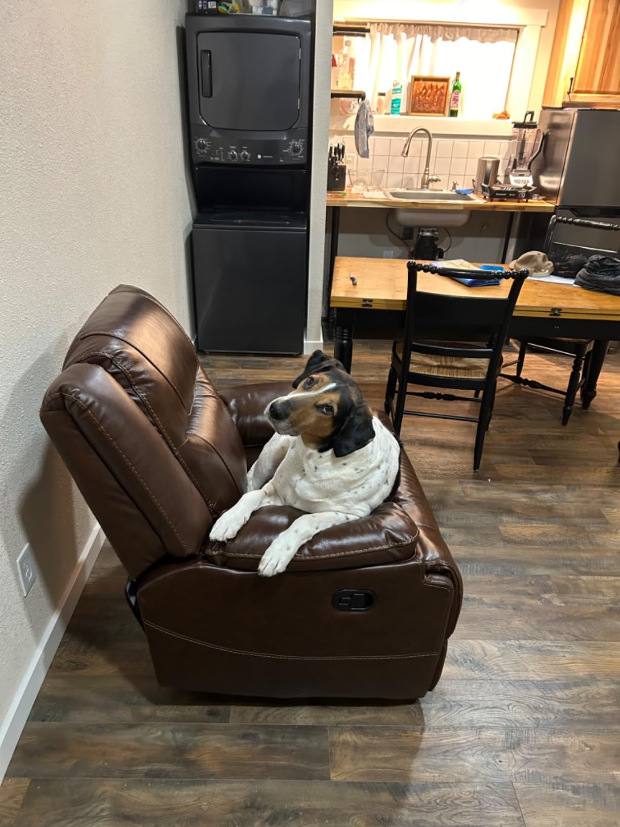 EBELLO Genuine Leather Manual Recliner Chair, Reclining Sofa Chair Couch for Living Room, Bedroom Furniture, Meeting Room, Brown customer photo 1