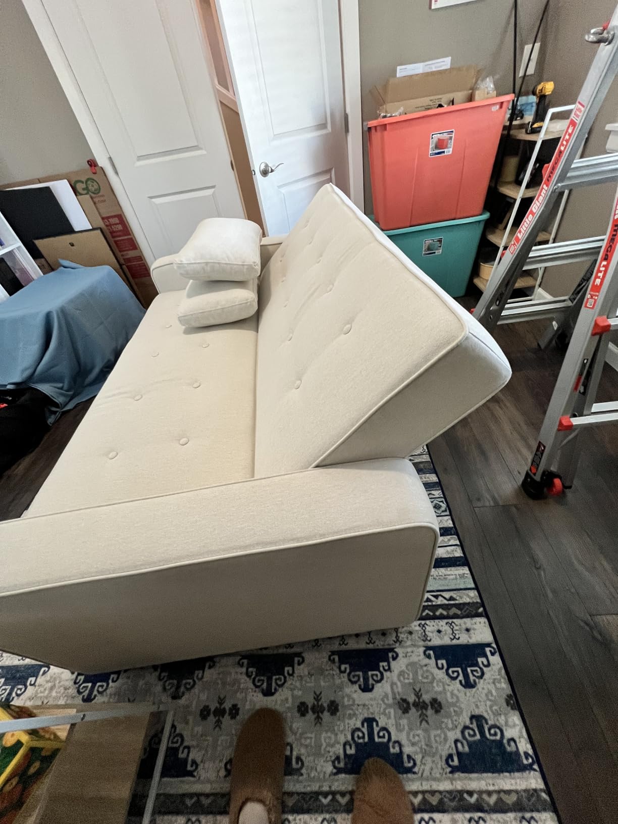 Serta Ainsley Convertible Loveseat Sleeper Sofa - 3-in-1 Loveseat, Lounger & Queen-Size Sofa Bed, Pull-Out Sleeper Couch with DreamCoils, Oyster Fabric customer photo 1