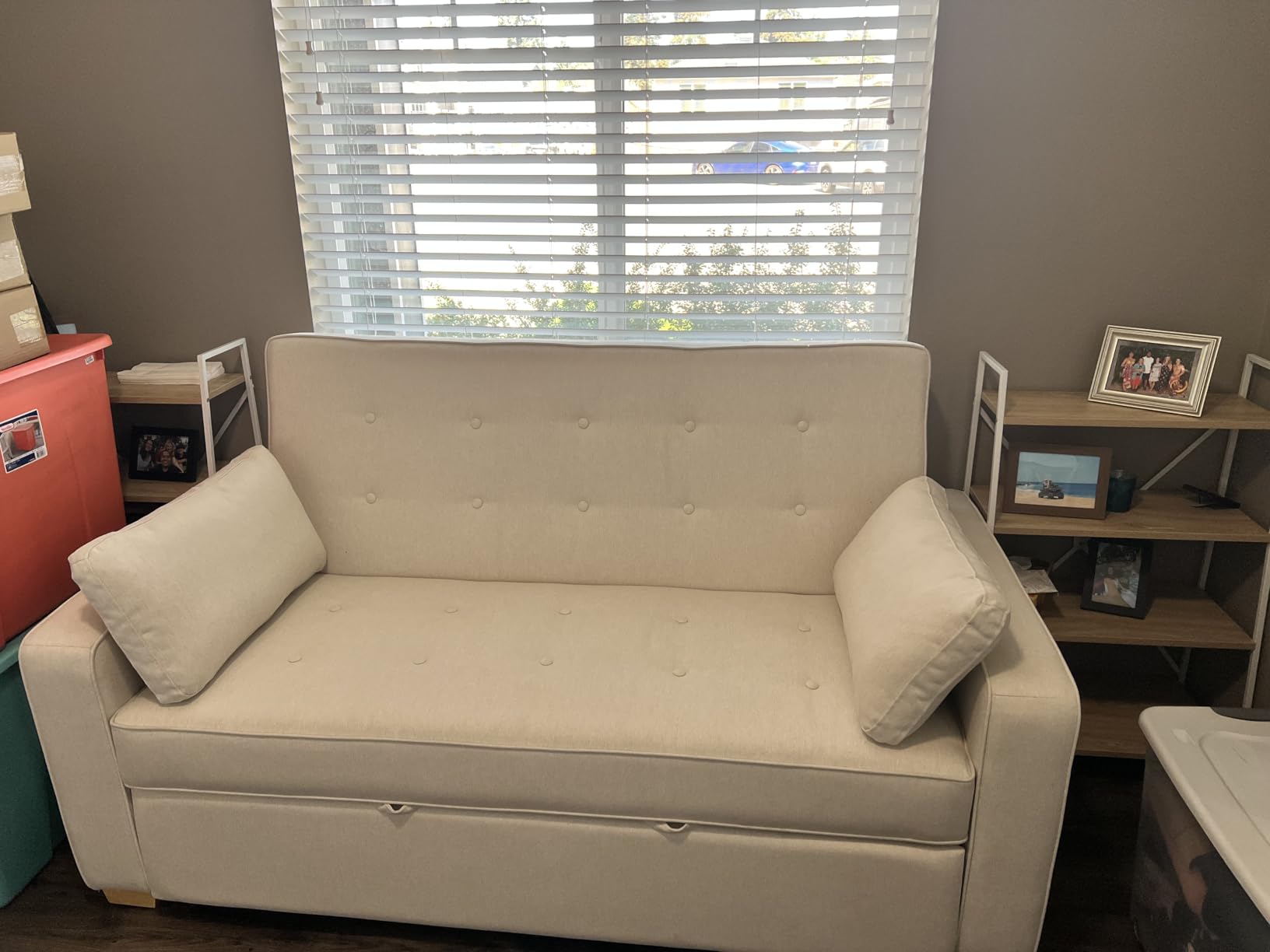 Serta Ainsley Convertible Loveseat Sleeper Sofa - 3-in-1 Loveseat, Lounger & Queen-Size Sofa Bed, Pull-Out Sleeper Couch with DreamCoils, Oyster Fabric customer photo 2