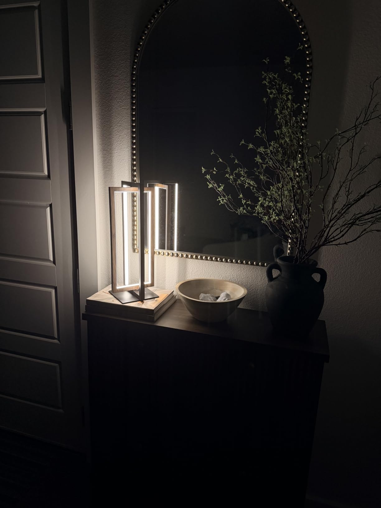 EDISHINE Modern LED Table Lamp, 750LM Stepless Dimmable Bedside Lamp, 3 Color Temperature, Switch Control Nightstand Lamp for Living Room Bedroom, Dual-Frame Rectangle, Angle Adjustable customer photo 2