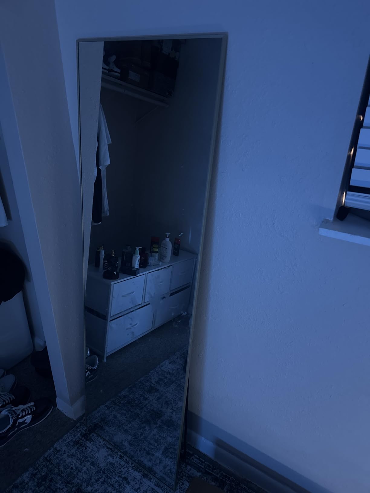 Delma Wall Full Length Mirror, Standing Mirror Full Body, Large Floor with Aluminium Frame (56x15-Black) customer photo 1
