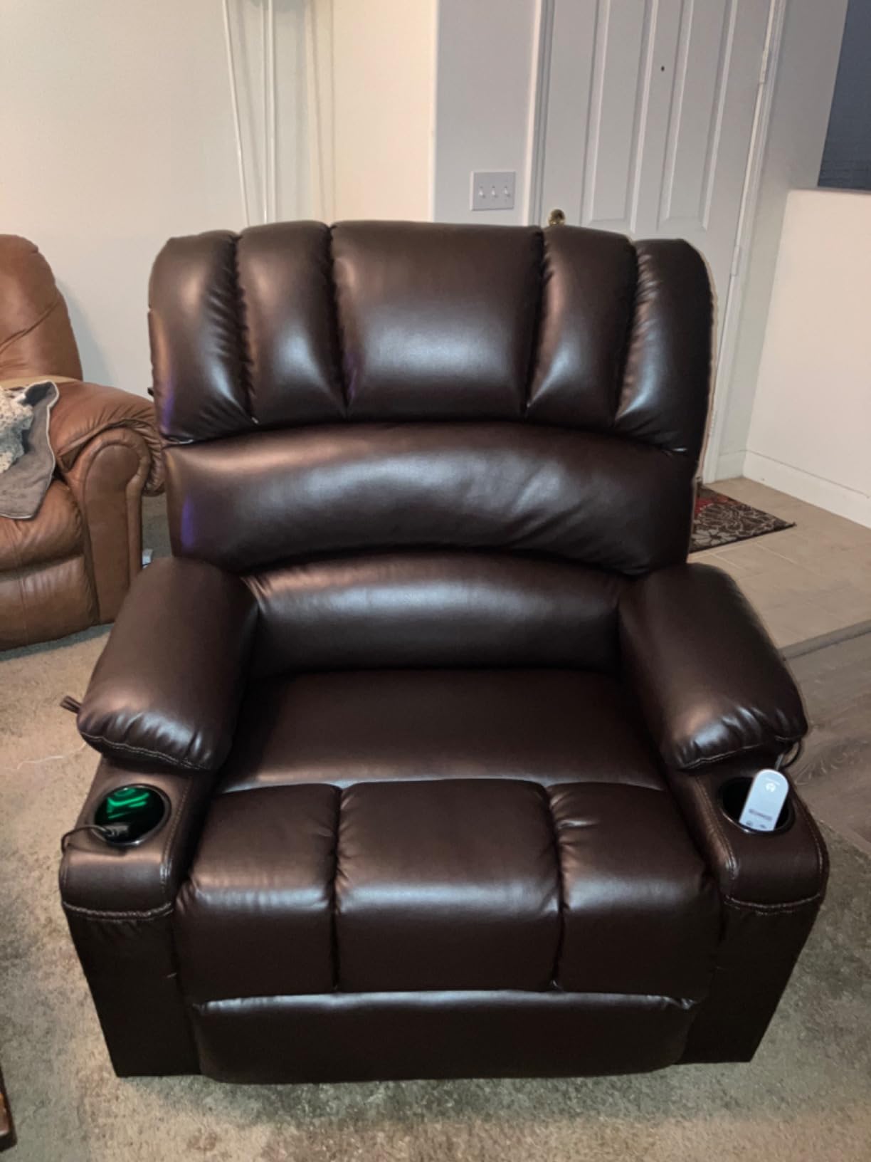 MCombo Oversized Power Lift Recliner Chair for Elderly, Lift Chair with Heat and Massage, Lift Recliner for Big and Tall, Cup Holders, USB & Type C Ports, Fabric R7092 (Dark Grey, Oversize) customer photo 1