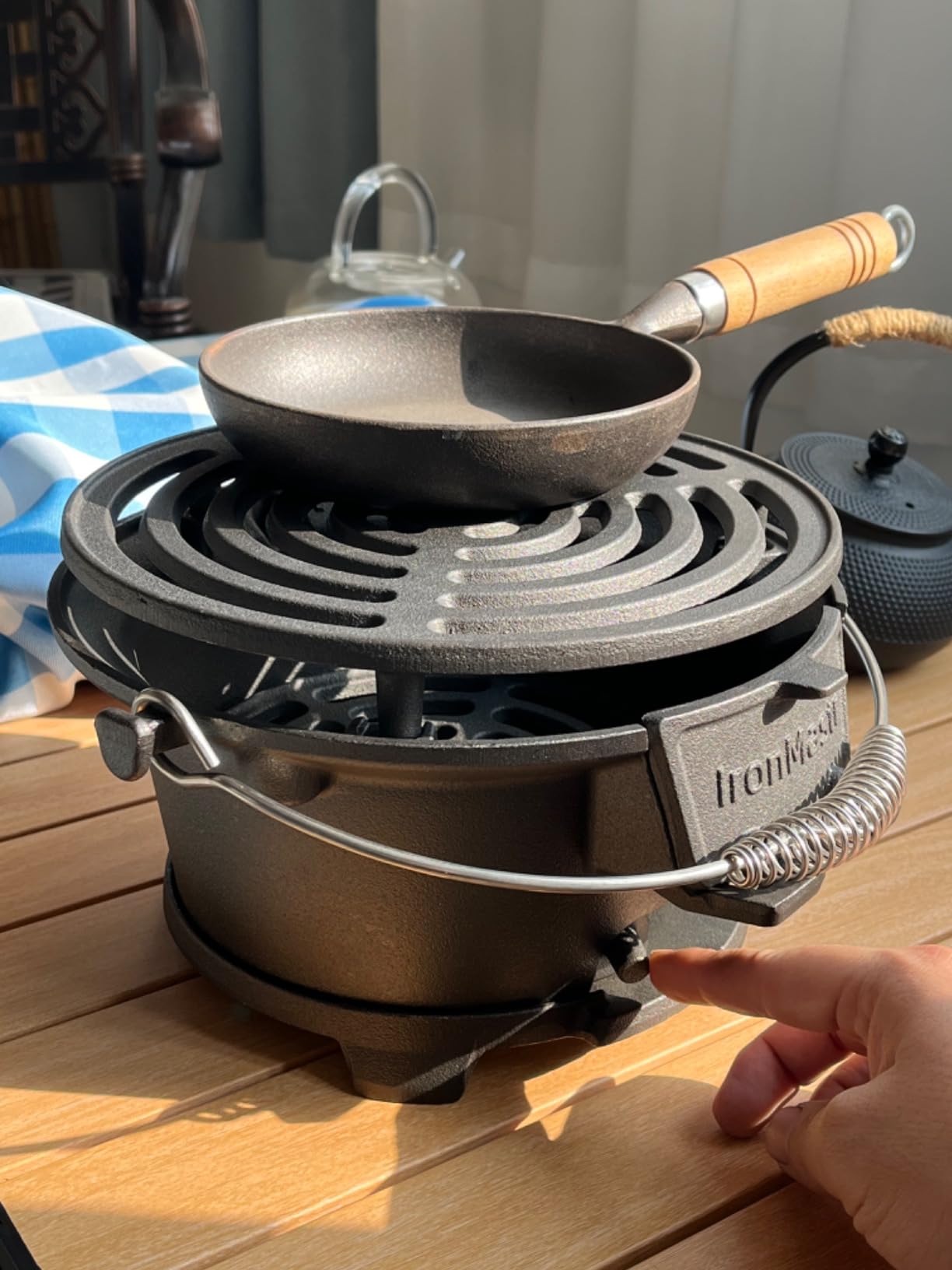 IronMaster Hibachi Grill, 100% Cast Iron, Tabletop Small Portable Charcoal Grill for Outdoor Camping - 2 Heights, Air Control, Coal Door customer photo 2