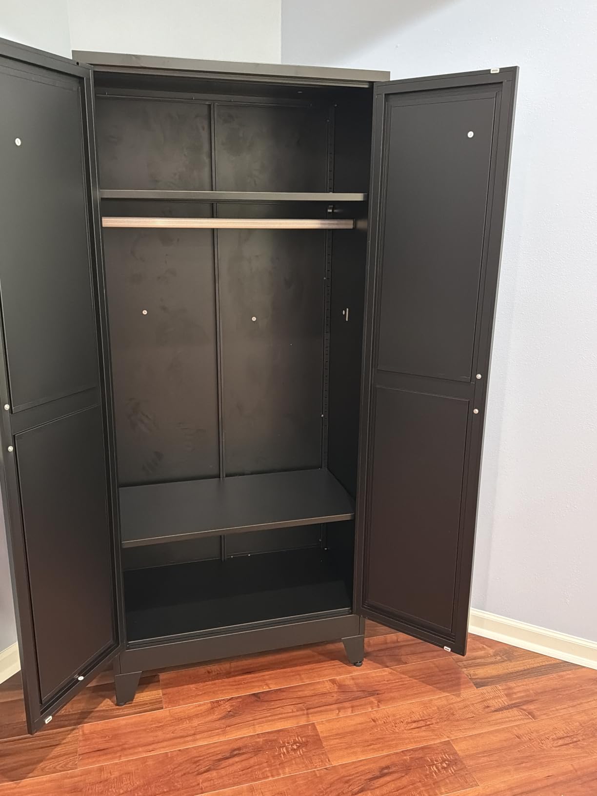 Metal Armoire Wardrobe Closet Storage Cabinet with Hanging Rod, 71