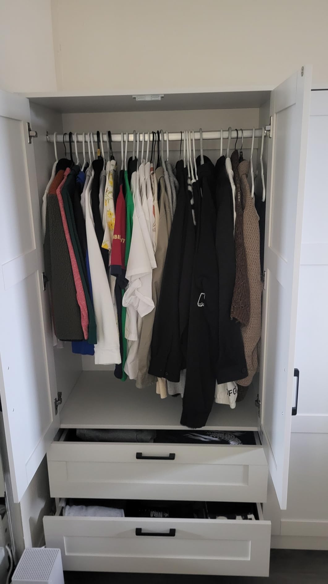 Fenghua Lizhi 3 Doors Wooden Wardrobe Closet Armoire, White Storage Cabinet for Hanging Clothes, Bedroom Large Capacity Freestanding Armoire, Wood Wardrobe Combination with Shelves (2drawer, White) customer photo 2