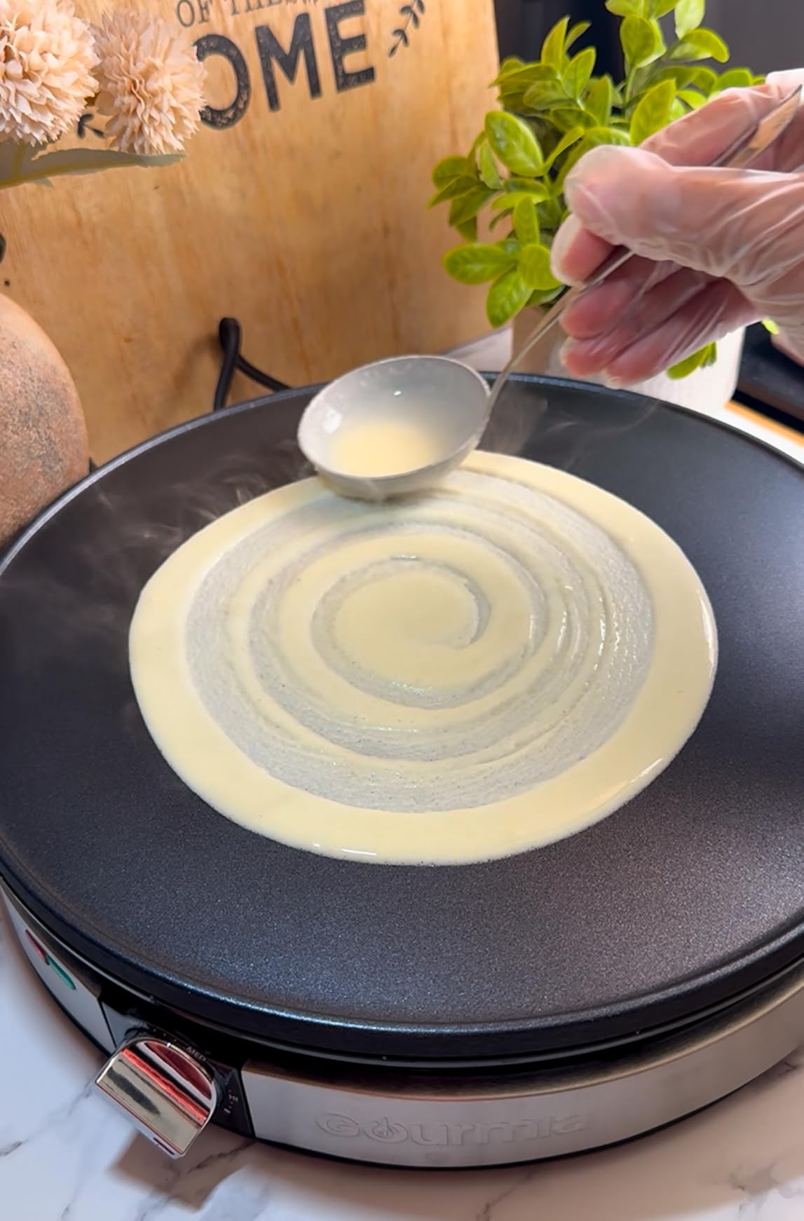 Gourmia 12-Inch Crepe Maker - Nonstick Electric Griddle for Pancakes, Omelets & More, Precise Temp Control with Indicator Lights, Includes Spatula & Batter Spreader, Quick Cleanup, Stainless Steel Trim customer photo 2