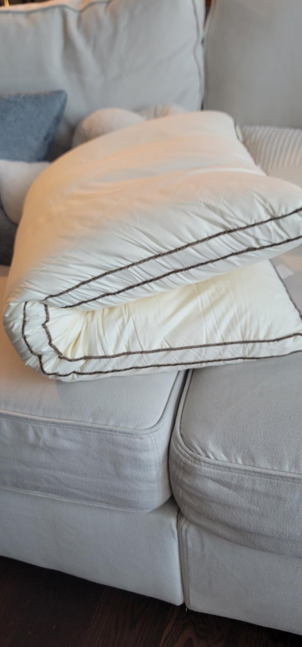 YOUR MOON Natural Wool Pillow Queen, Flat & Thin Wool Pillow for Sleeping, Low-Loft Bed Pillows for Back and Stomach Sleepers, Breathable Cotton Cover (Off White) customer photo 1