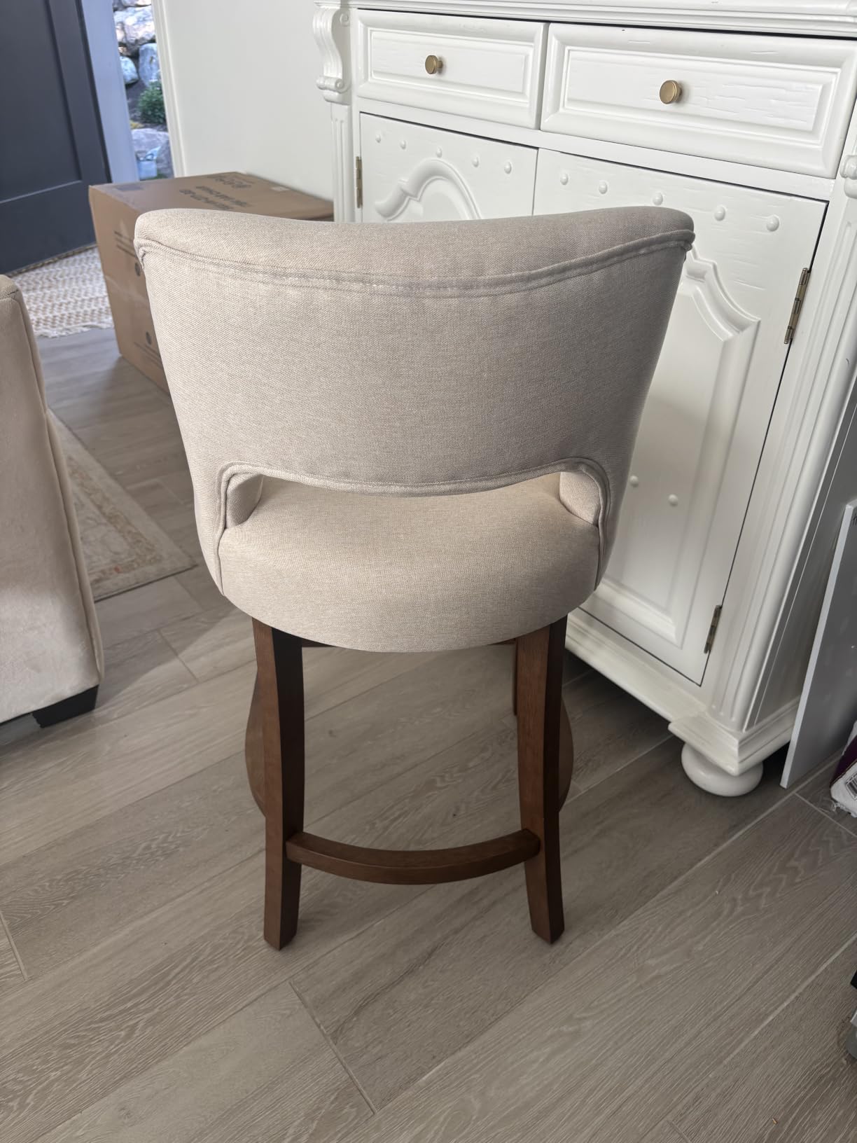 VKNOW Bar Stools Set of 2, 26 Inch Upholstered Counter Height Bar Stools, Modern Counter Stools with Wood Legs for Kitchen Island Dining Room Bar, Green customer photo 2