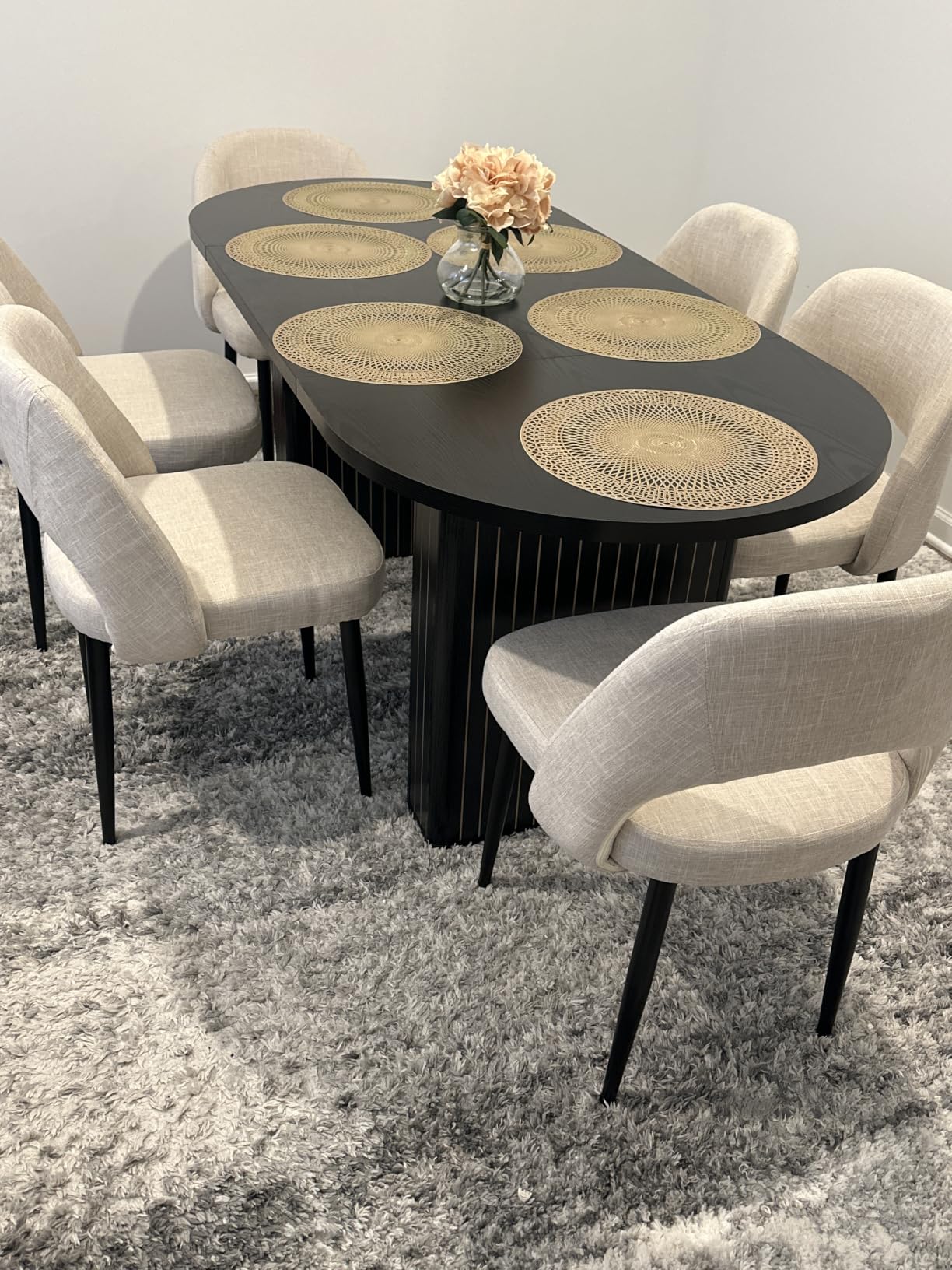41 in-78 in Extendable Dining Room Table for 4-8, Round Expandable Kitchen Table with Fluted Base, Modern Farmhouse Oval Dinner Tables for Dining Room Kitchen Living Room (Natural) customer photo 1
