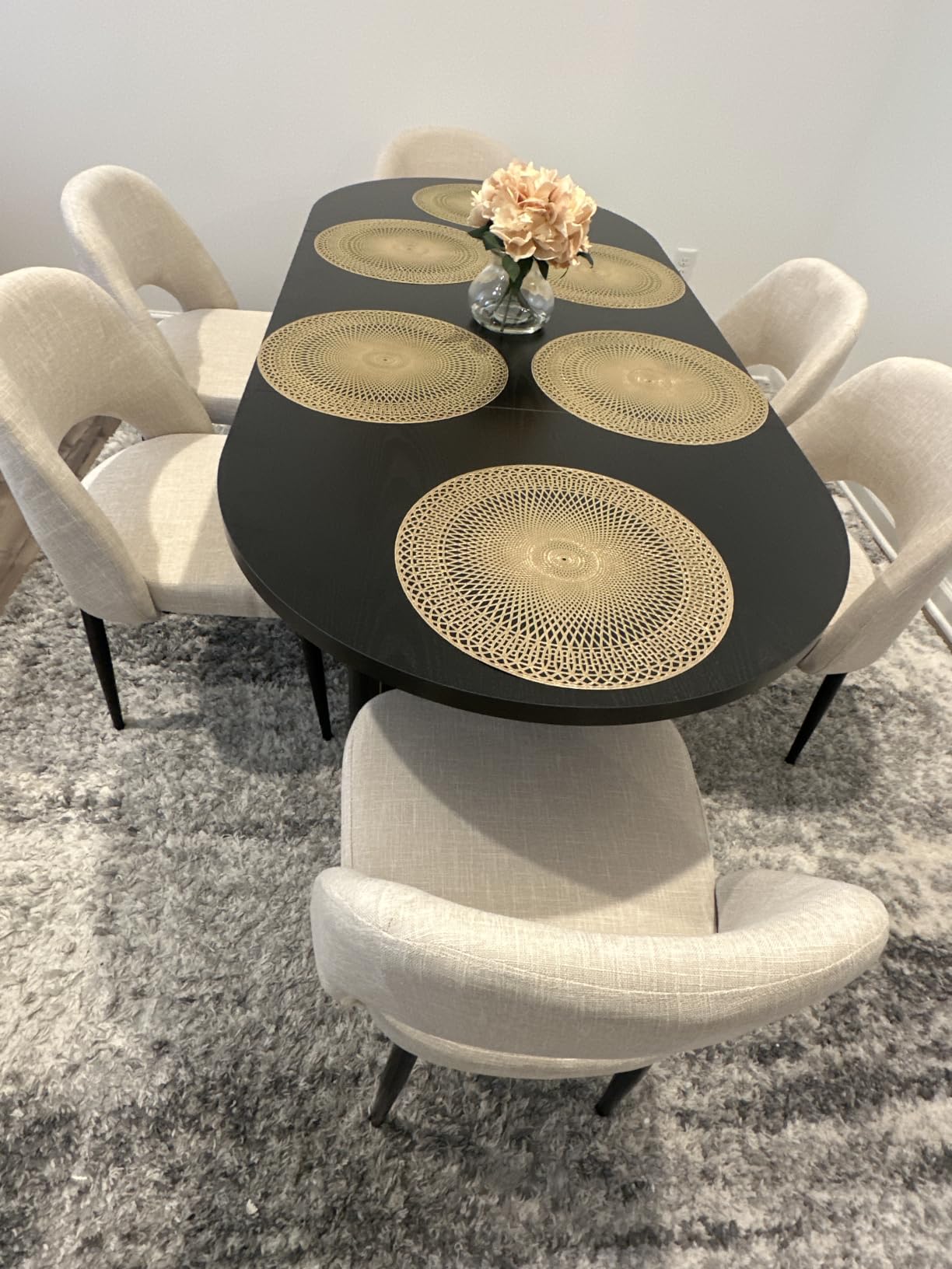 41 in-78 in Extendable Dining Room Table for 4-8, Round Expandable Kitchen Table with Fluted Base, Modern Farmhouse Oval Dinner Tables for Dining Room Kitchen Living Room (Natural) customer photo 2