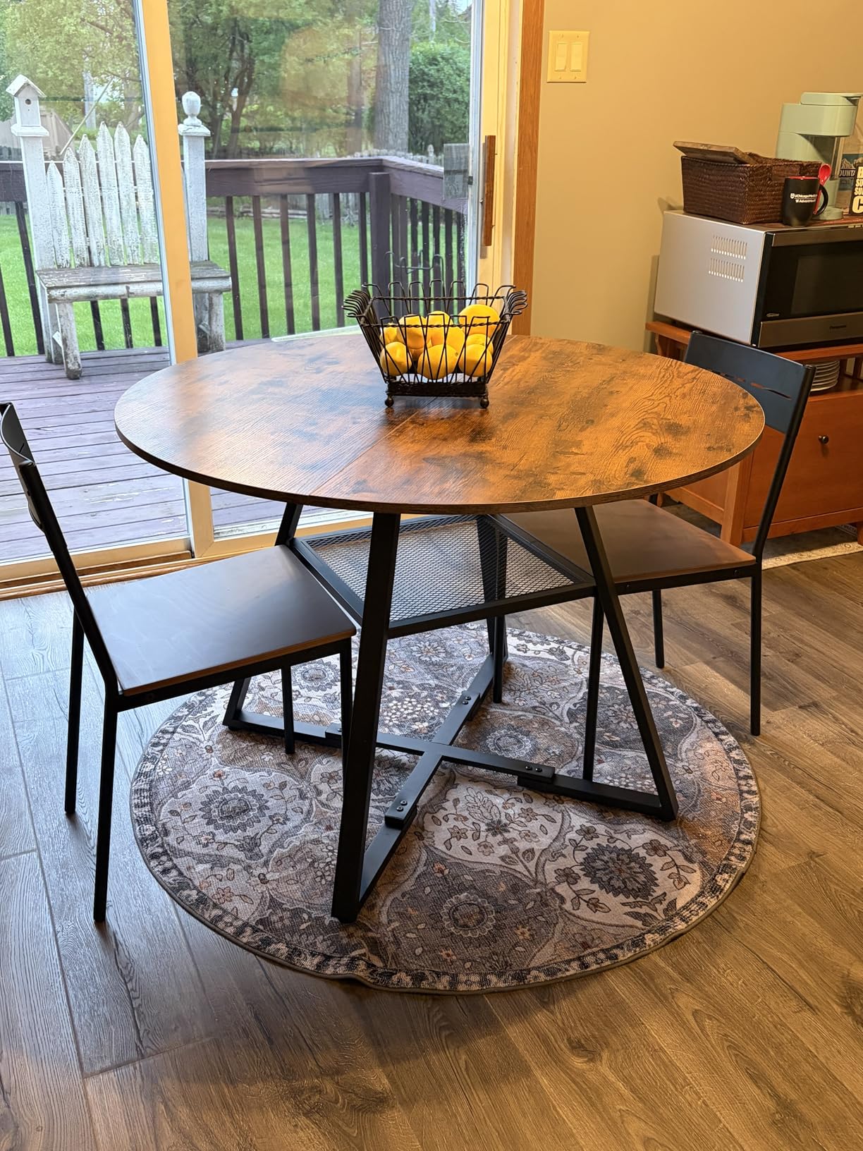 Jocoevol Round Dining Table for 4, Kitchen Dining Room Circle Dinner Pedestal Table, Space Saving Wood Kitchen & Dining Room Furniture (Black, 42In) customer photo 1