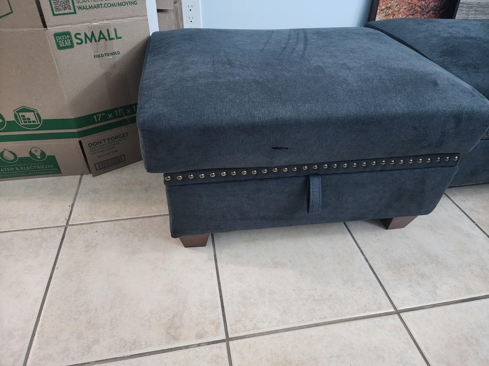 JAMFLY Convertible L-Shaped Sectional Sofa with Reversible Storage Ottoman, 3-Seat Couch with Side Pockets, Modern Compact Furniture for Small Apartments, Studios & Lofts, Grey customer photo 2