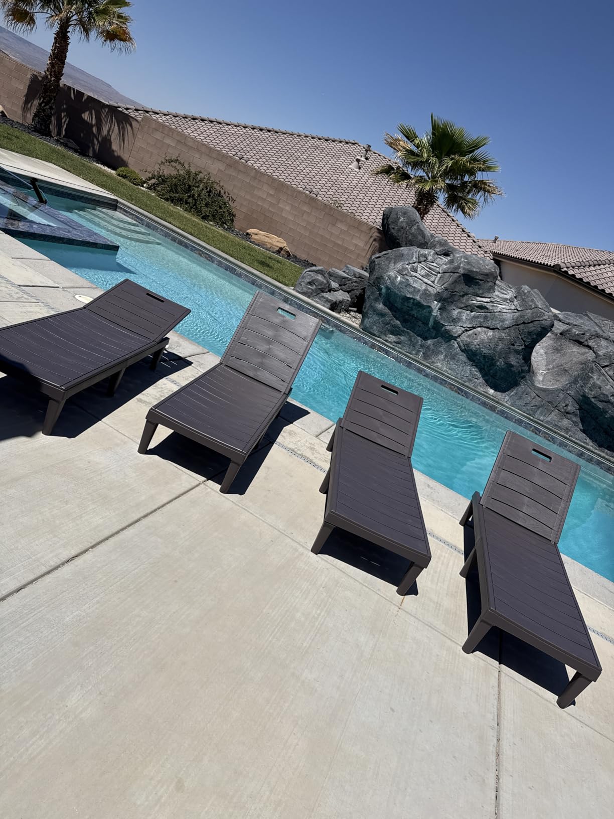 Devoko Outdoor Chaise Lounge Chair Set of 2 with 5-Position Adjustable Back, Waterproof PP Lounge Chairs for Outside Pool Patio (Black) customer photo 1