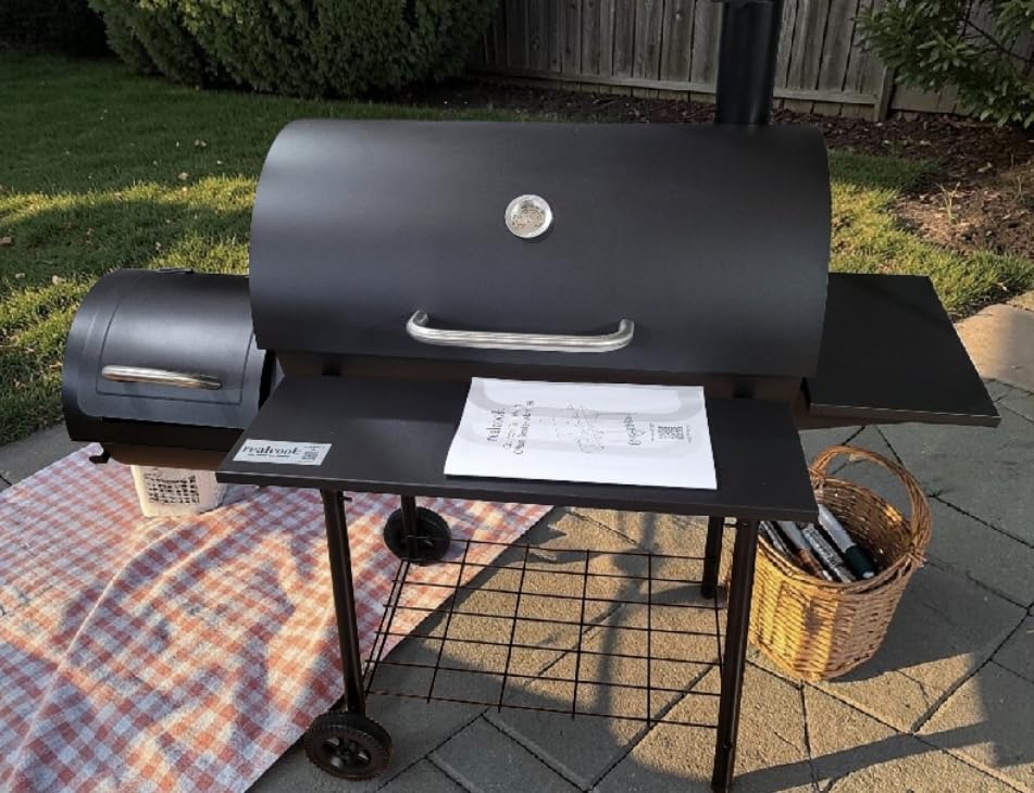 Realcook Charcoal Grill with Offset Smoker: Spacious Barrel Charcoal Grills with 800 Sq. In. Cooking Space - BBQ Offset Smoker Combo for Backyard Parties Weekend Barbecues Gatherings customer photo 1